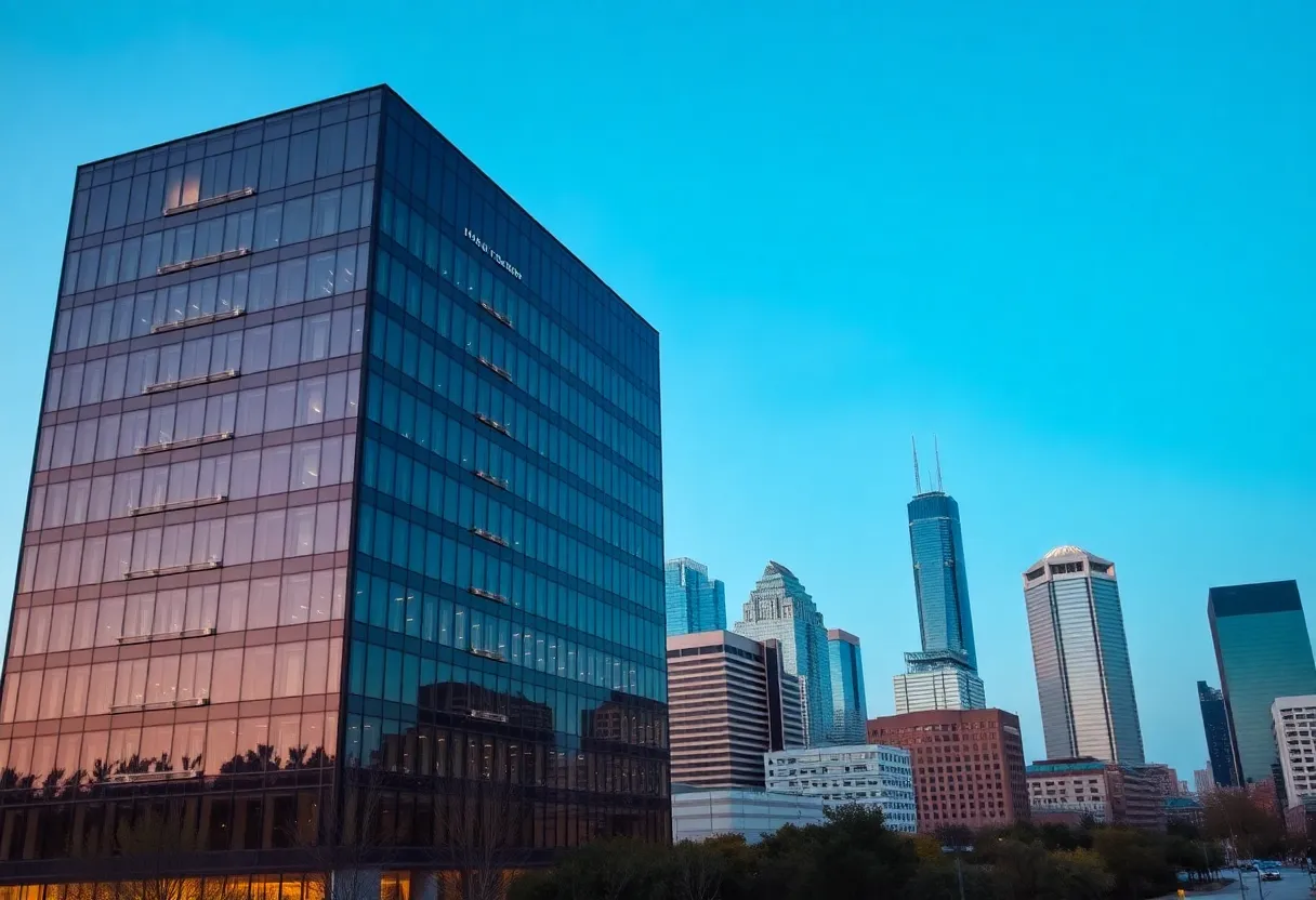 Modern building representing NYSE Texas headquarters in Dallas.