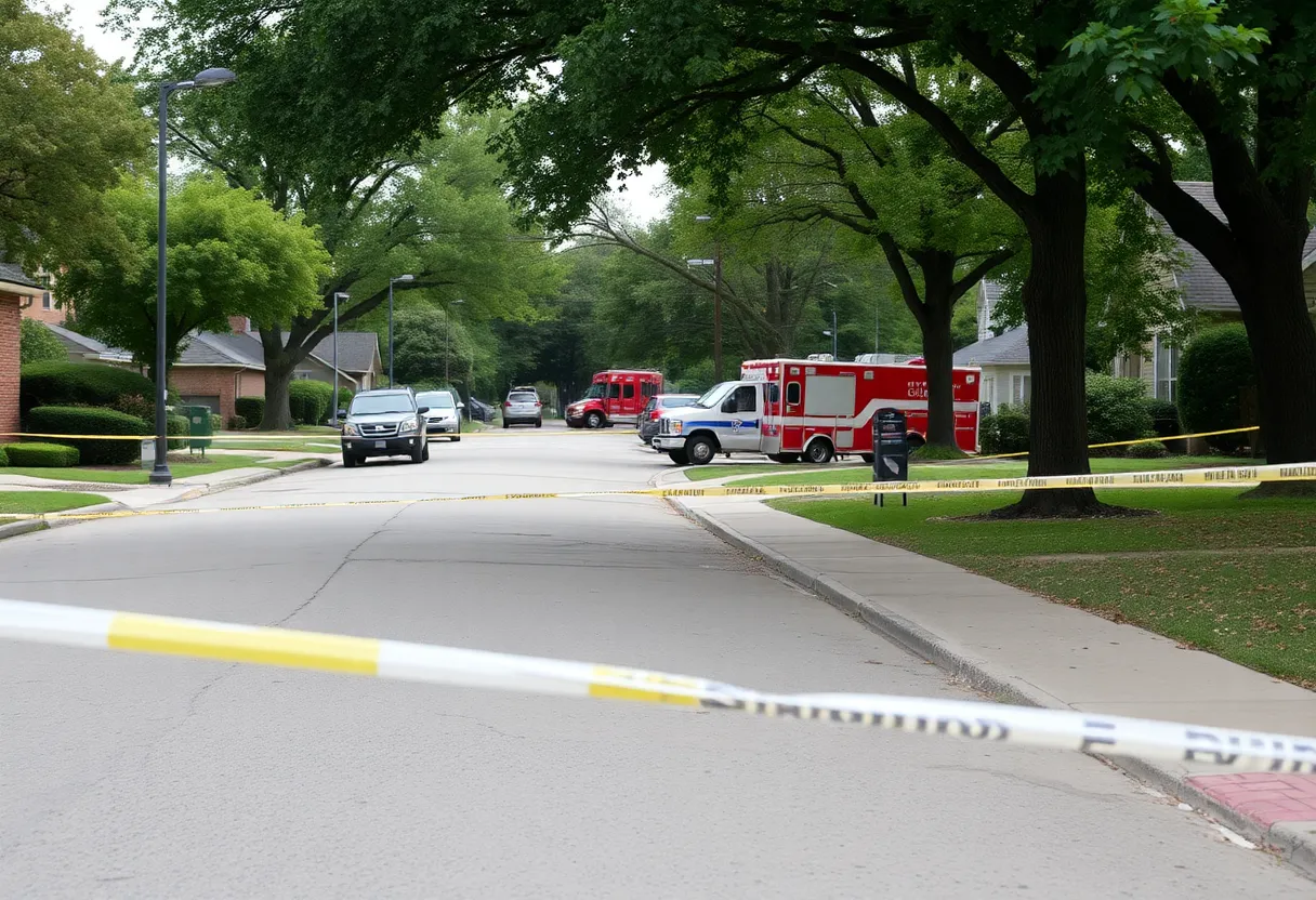 Scene of a shooting in Oak Cliff with police and emergency responders