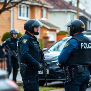 Law enforcement officers conducting a police operation