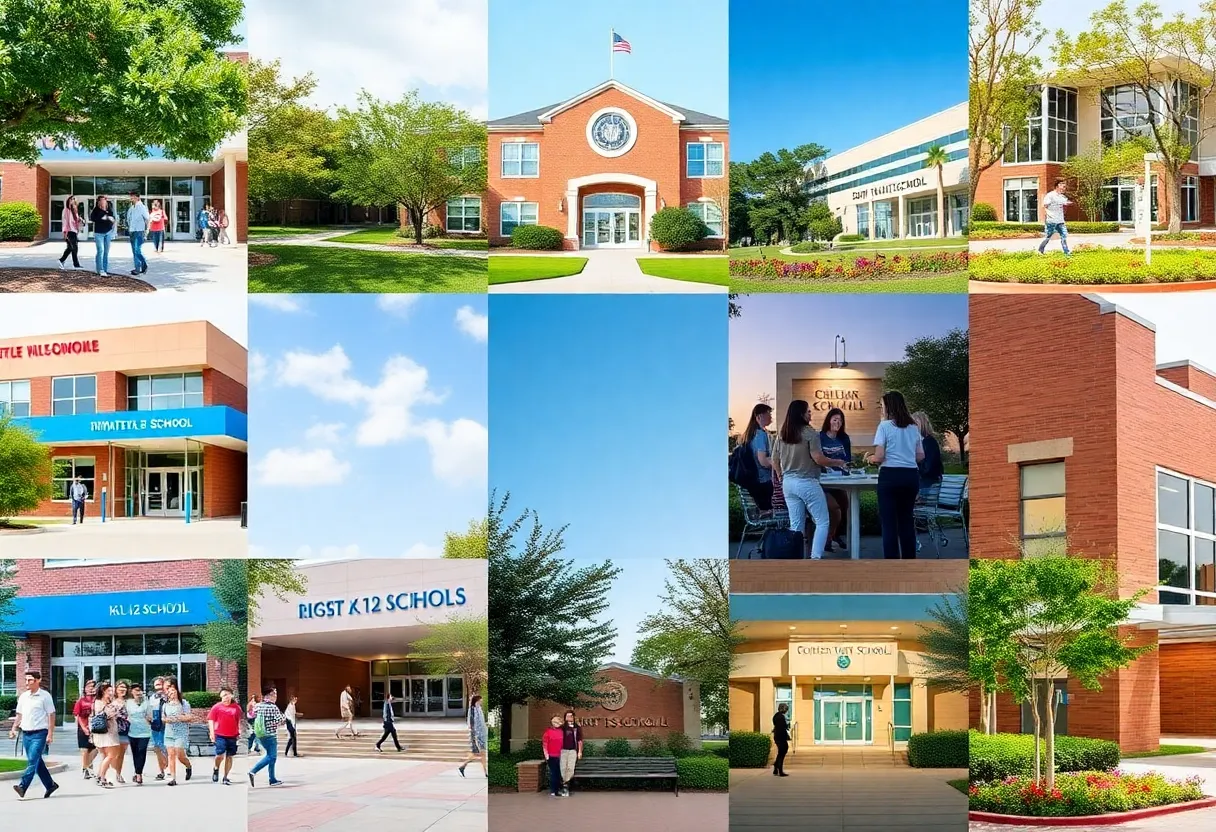 Collage of top private K-12 schools in Dallas with diverse student engagement