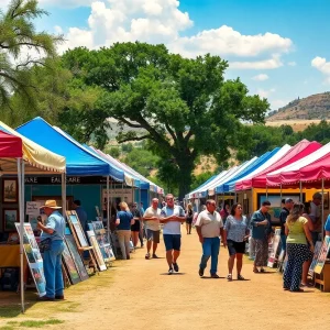 Art festival in Rockport showcasing local artists and vibrant displays