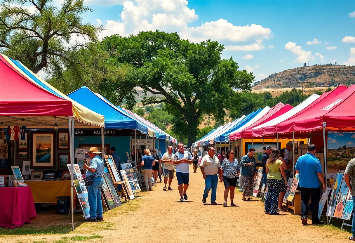 Art festival in Rockport showcasing local artists and vibrant displays