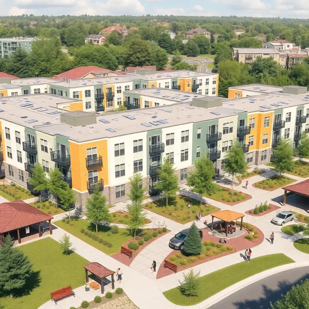 Modernized layout of the Royal Crest affordable housing community in Dallas