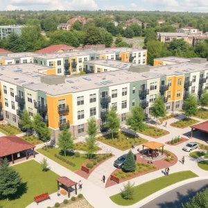 Modernized layout of the Royal Crest affordable housing community in Dallas