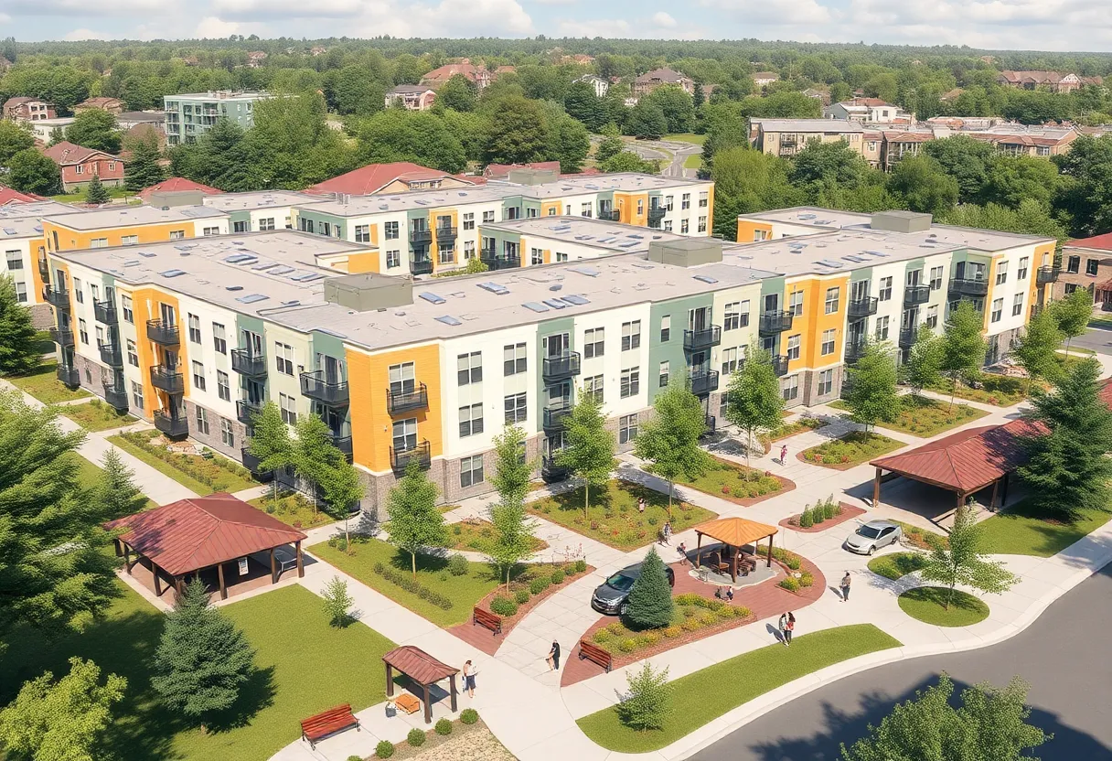 Modernized layout of the Royal Crest affordable housing community in Dallas