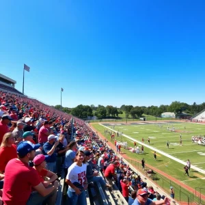 Exciting Texas high school football game with fans and players.