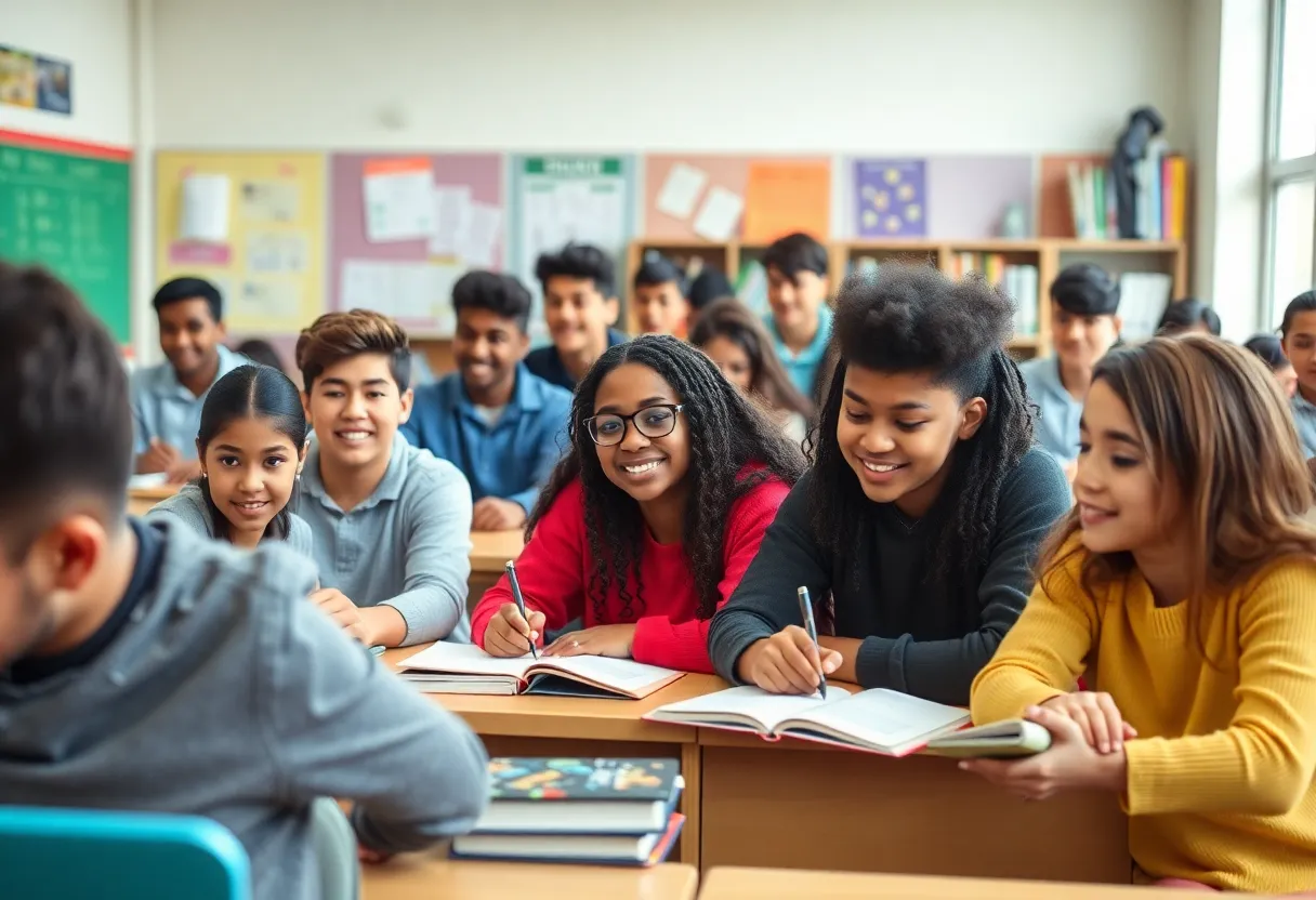 Students engaged in learning in a Texas high school classroom