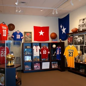 Interior view of the Texas Sports Hall of Fame showcasing sports memorabilia
