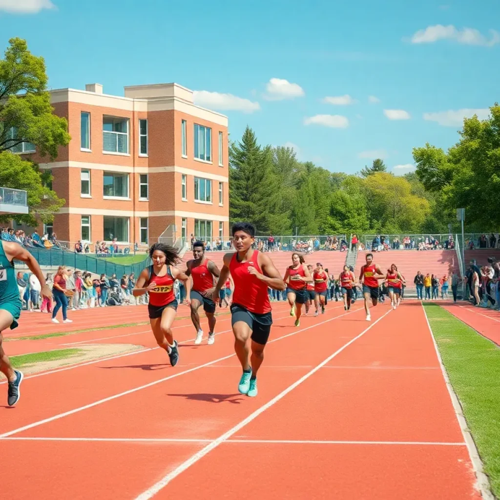 Athletes competing at the University of Texas at Dallas track and field event