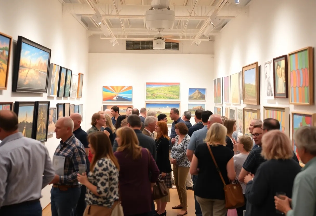 Community members attending the art auction at Hunky's Cedar Springs.