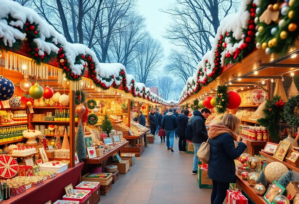 Vendors at Chi Omega Christmas Market showcasing holiday items