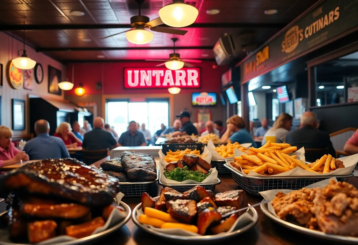 City Limits BBQ in West Columbia, SC, showcasing various BBQ dishes.