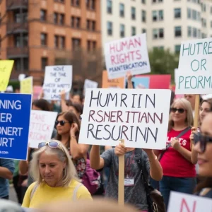 Supporters advocating for human rights and immigration reform.