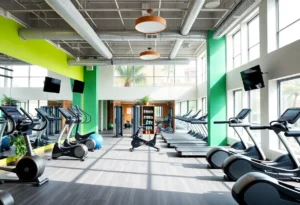 Interior view of Crunch Fitness gym featuring fitness equipment