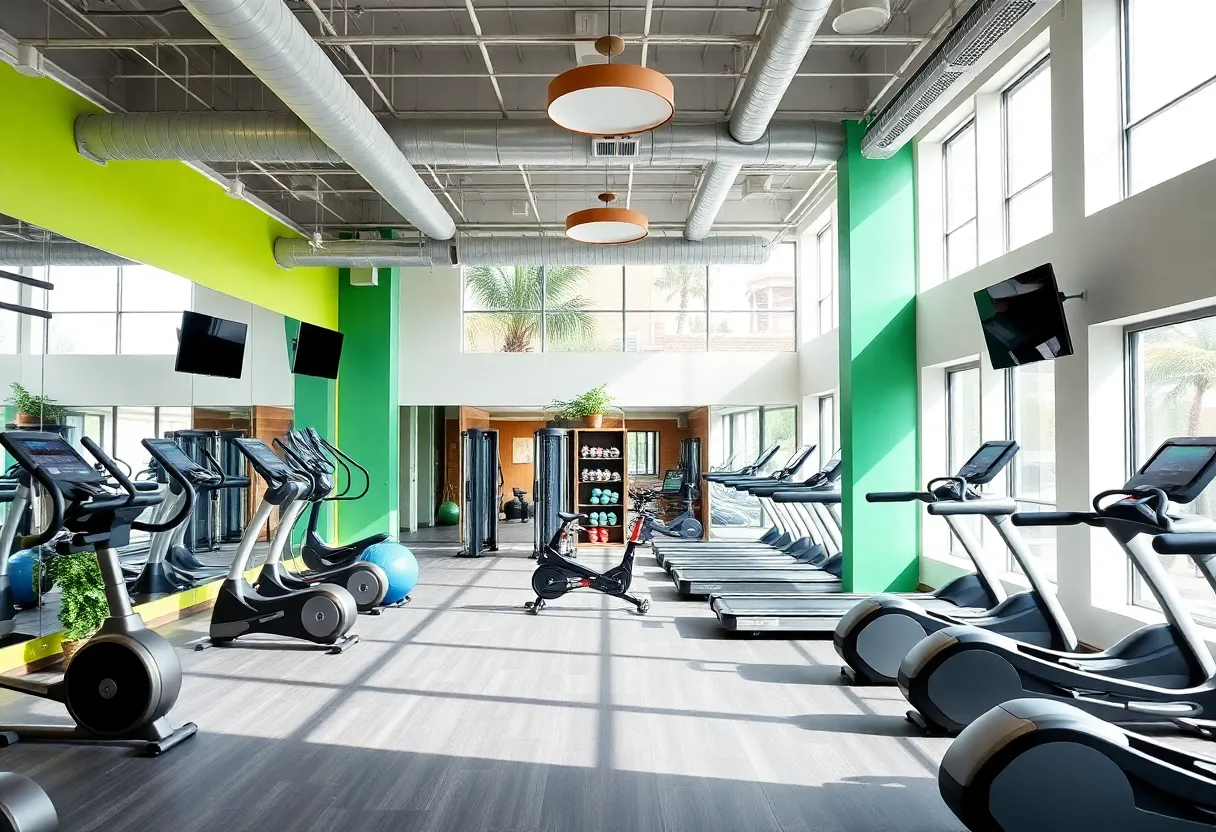 Interior view of Crunch Fitness gym featuring fitness equipment