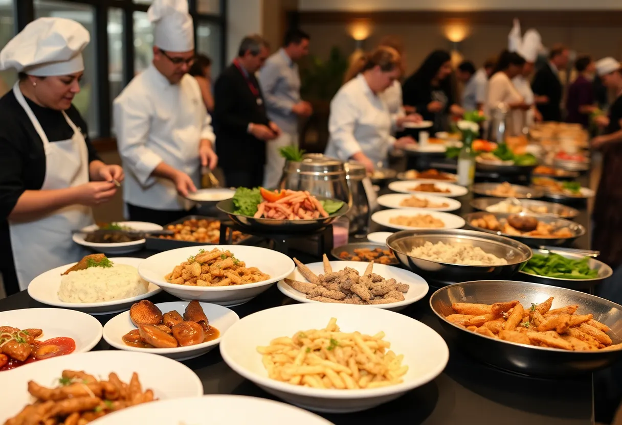 Chefs presenting gourmet dishes at the Dallas All Star Chef Classic fundraiser