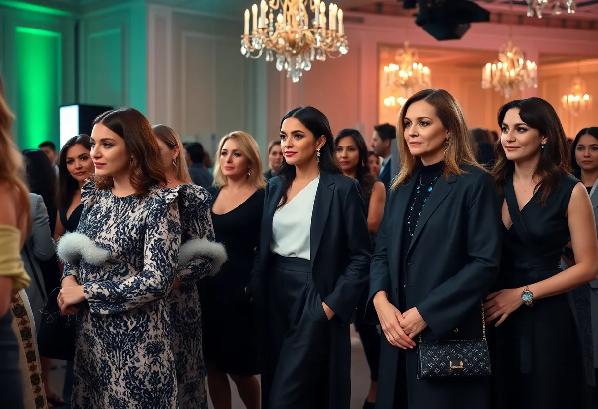 Guests at the Dallas Fashion Show wearing elegant outfits