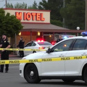 Police investigating a homicide scene at a motel in Dallas