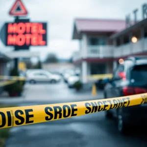Police investigating a crime scene outside a motel in Dallas