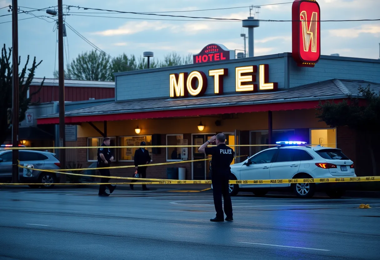 Police investigation at a Dallas motel crime scene
