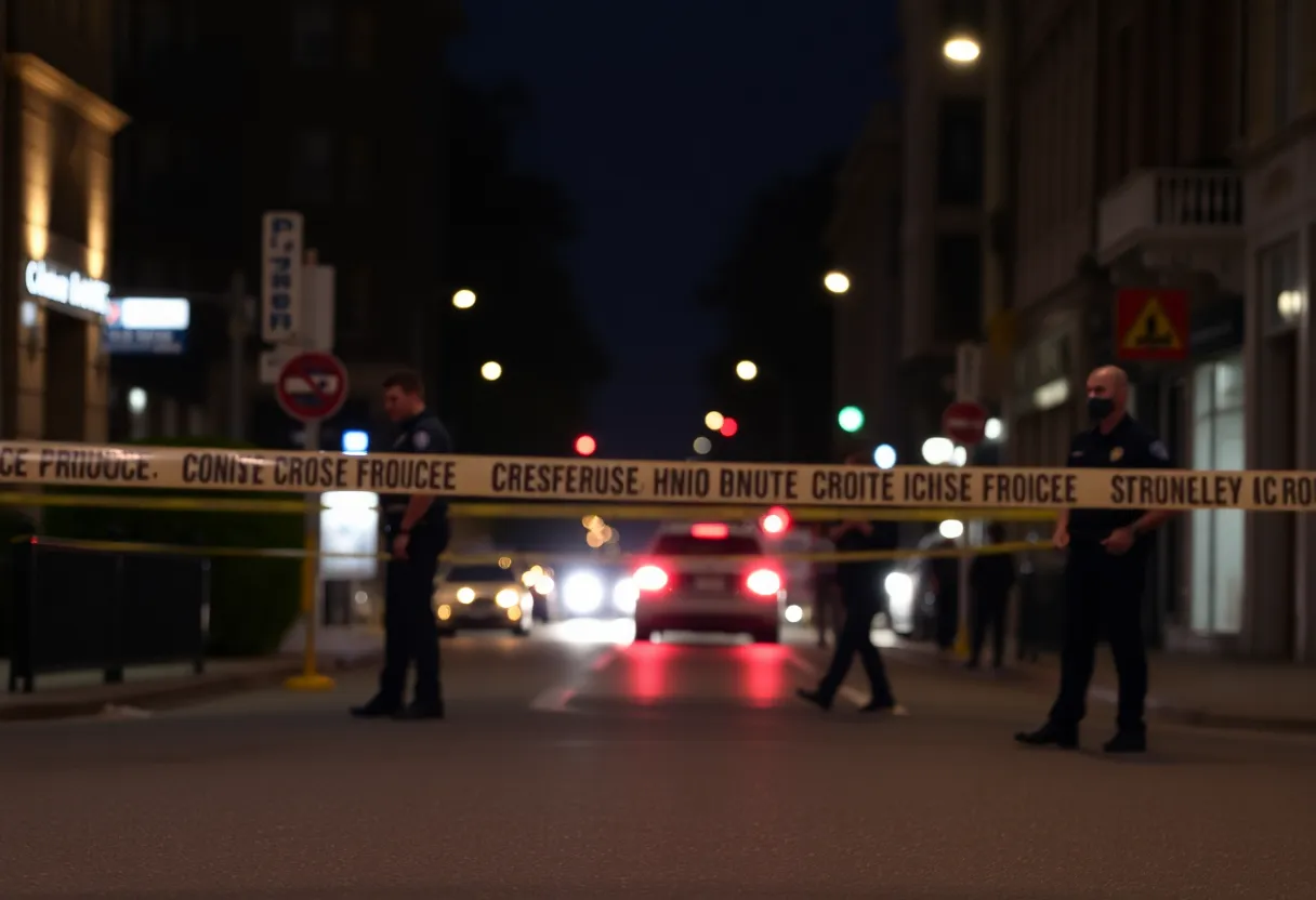 Police investigation scene in Dallas with crime scene tape