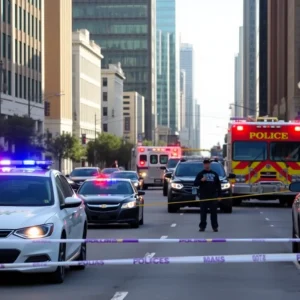 Police cordon on a Dallas street after shooting incidents