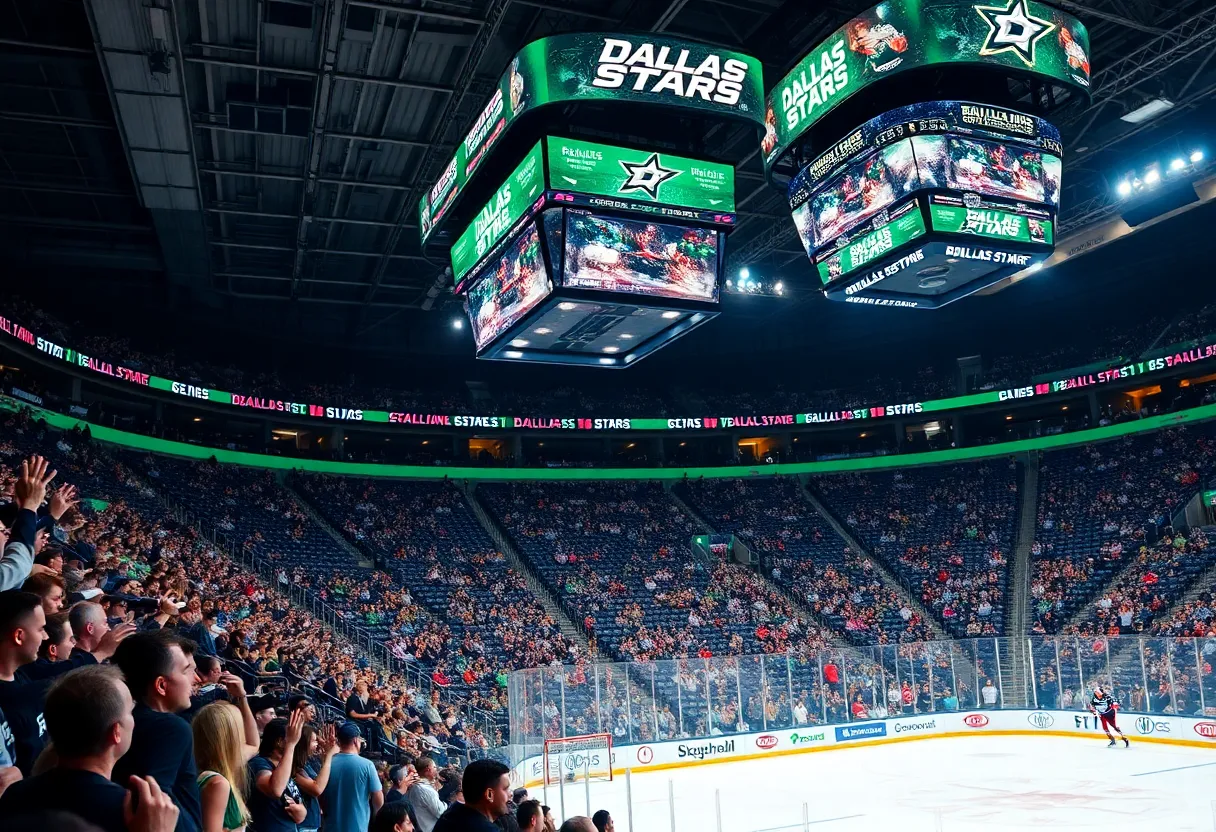 Dallas Stars game with enthusiastic fans in attendance