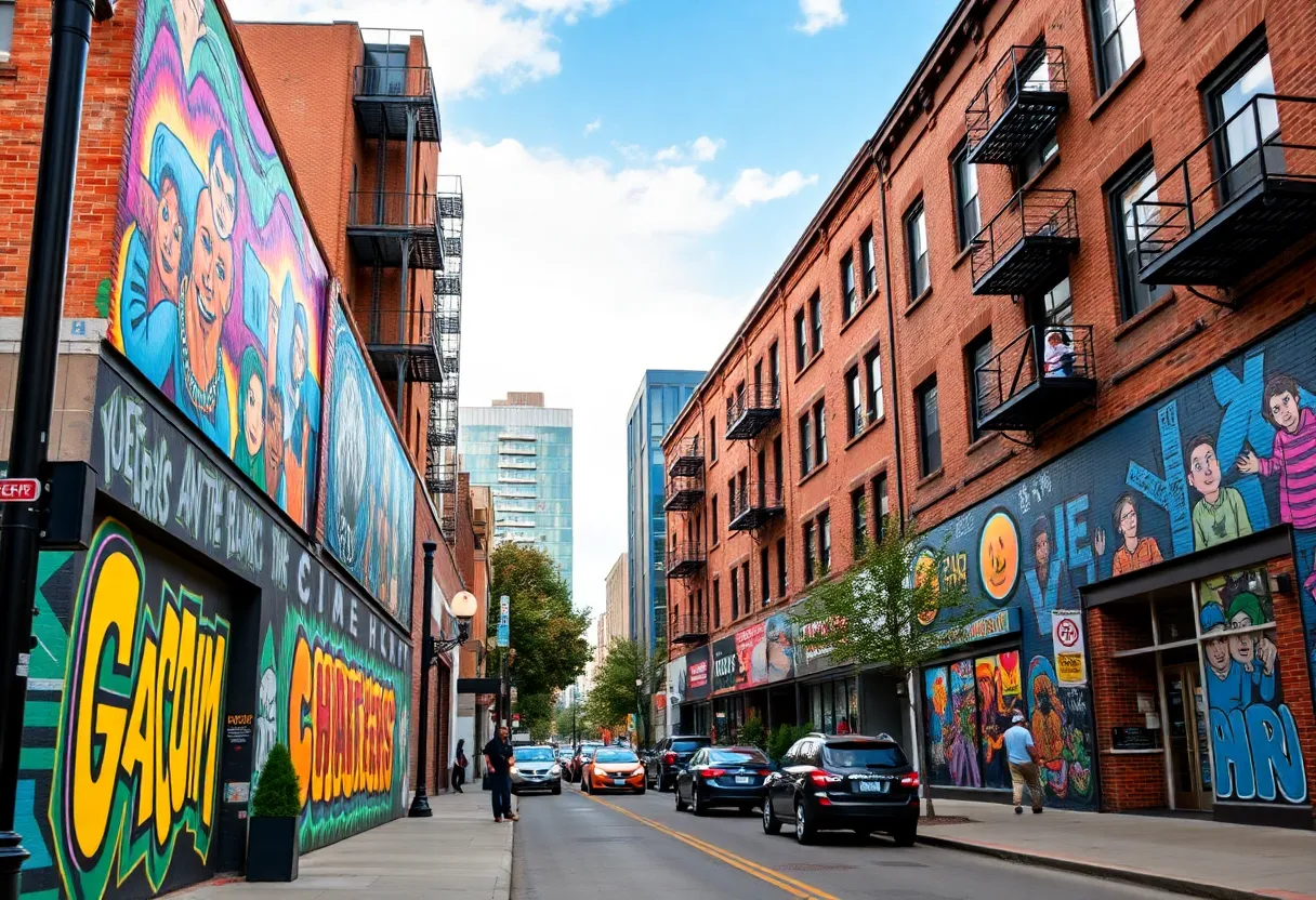 Deep Ellum neighborhood highlighting murals and modern developments