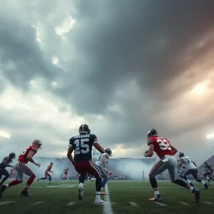 Dramatic football game action between the Eagles and Cowboys