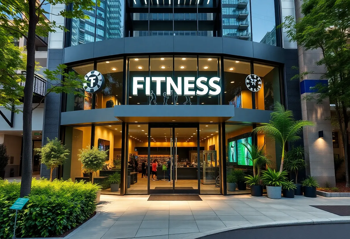 Exterior view of an EoS Fitness center in Dallas