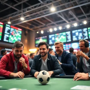 Visual representation of sports betting excitement with NFL players.