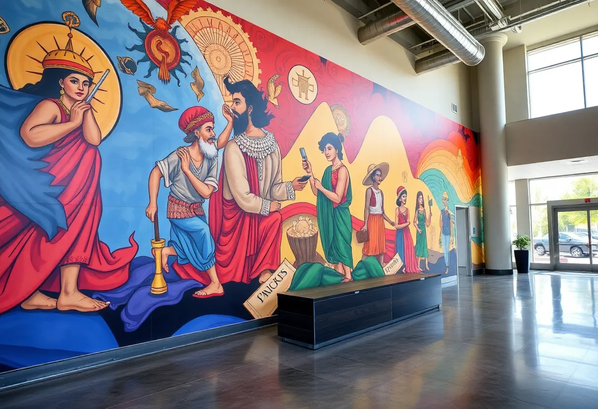 Mural titled 'The Practitioners' installed at Expo Park Lofts.