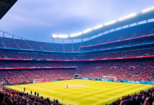 Fans at a FC Dallas match celebrating the Homegrown Partner Program announcement.