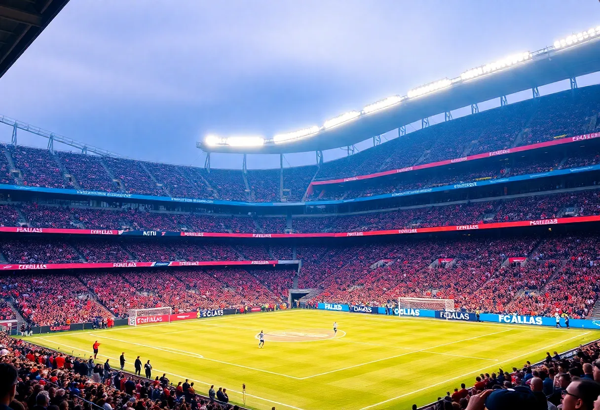 Fans at a FC Dallas match celebrating the Homegrown Partner Program announcement.