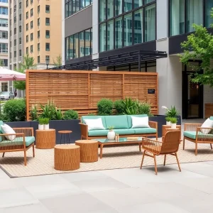 Outdoor furniture collection from Feather in a Texas setting