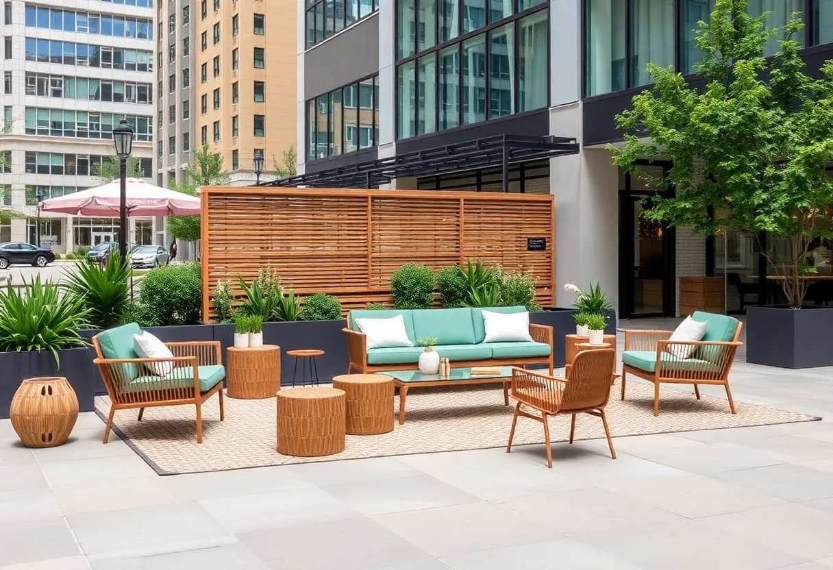 Outdoor furniture collection from Feather in a Texas setting
