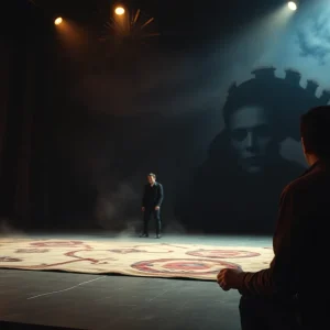 Stage setting for a Frankenstein theatrical adaptation