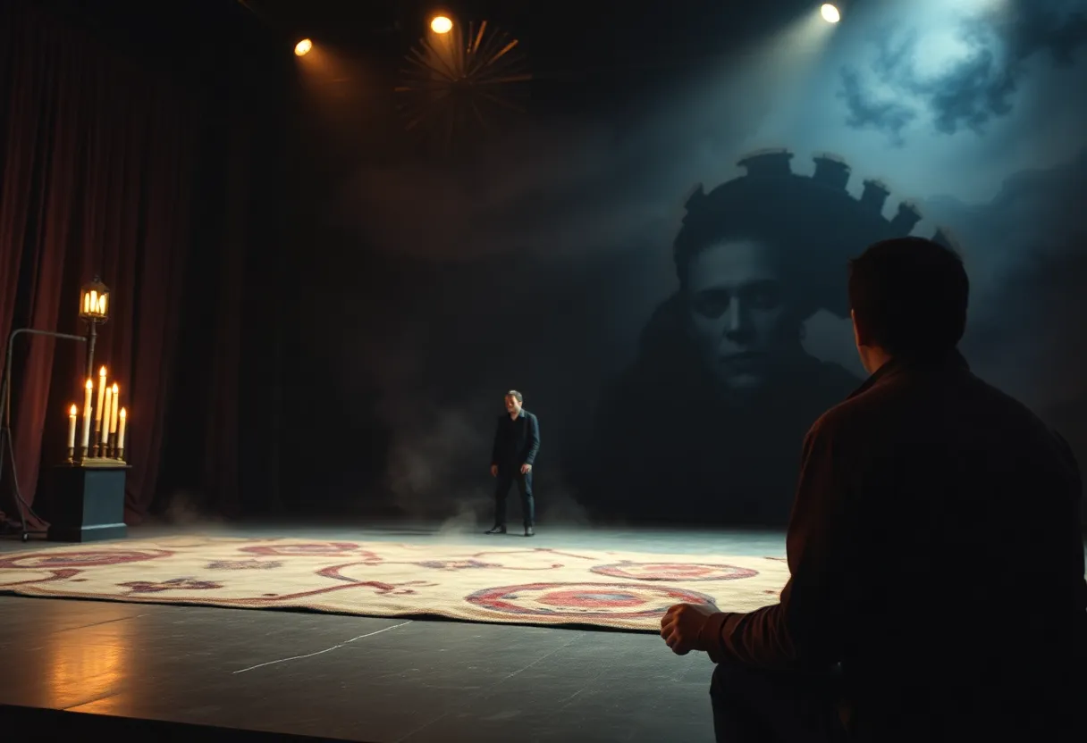 Stage setting for a Frankenstein theatrical adaptation