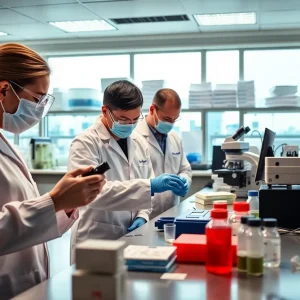 Forensic scientists at work in the Garland DPS Crime Laboratory