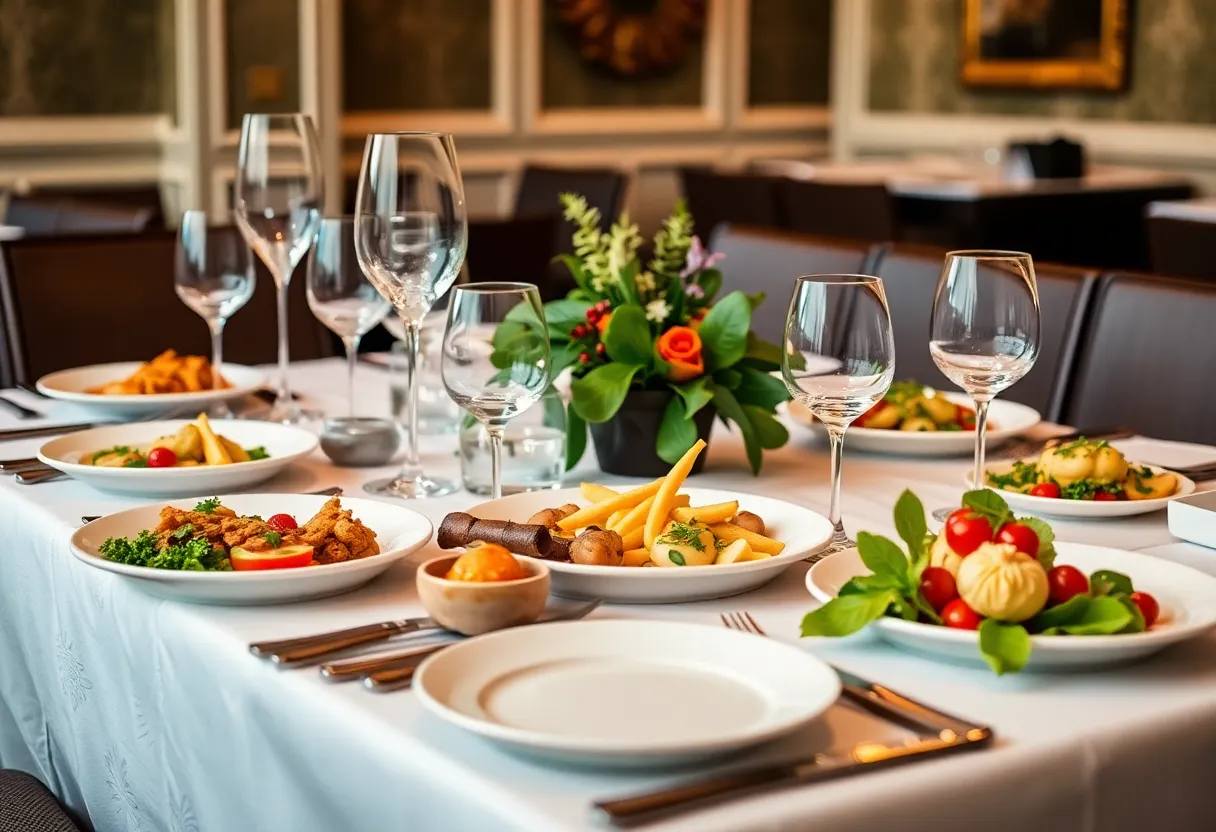 Dining table at Georgie restaurant set for charity dinner