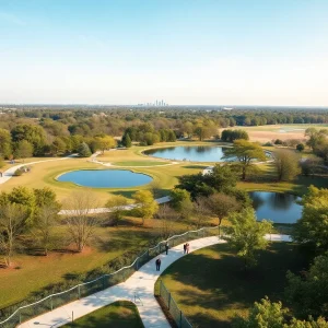 Conceptual design of Grand Park in Frisco featuring trails and green spaces