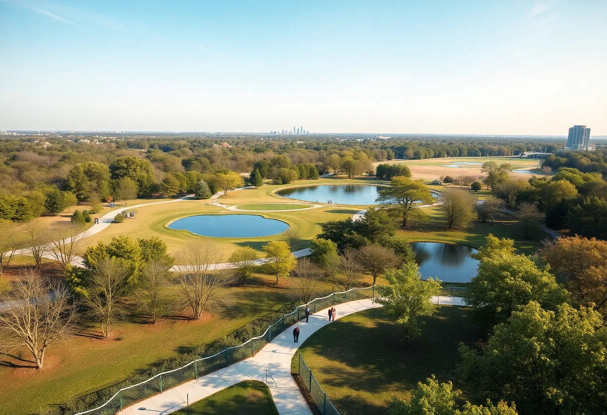 Conceptual design of Grand Park in Frisco featuring trails and green spaces