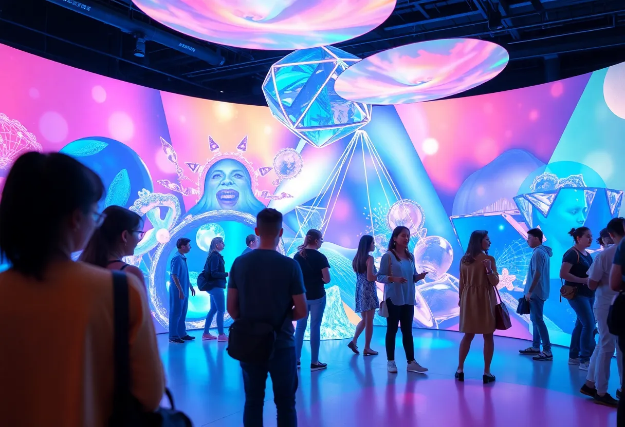 Visitors enjoying an immersive art installation in Dallas