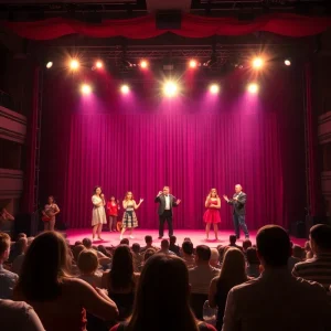 Performers creating a live musical on stage