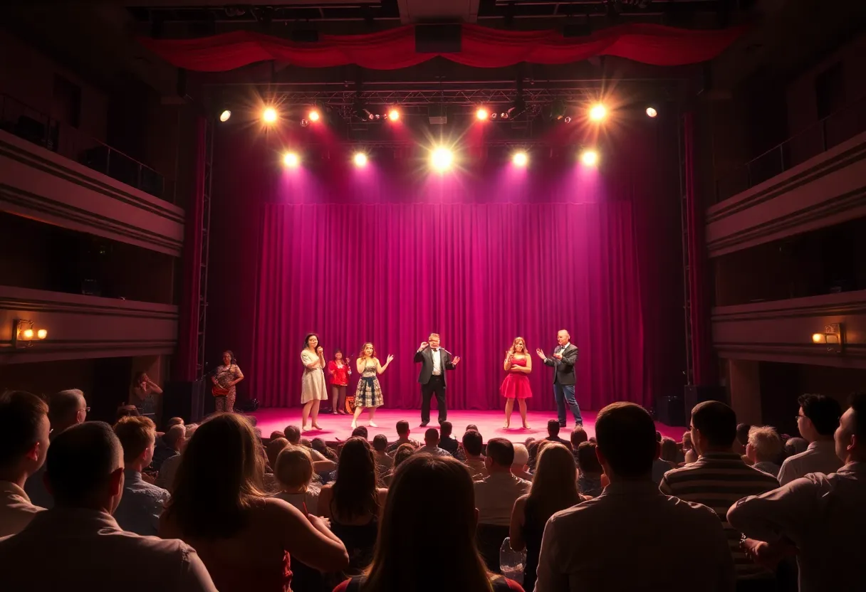 Performers creating a live musical on stage