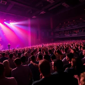 Vibrant concert scene with audience enjoying a live performance