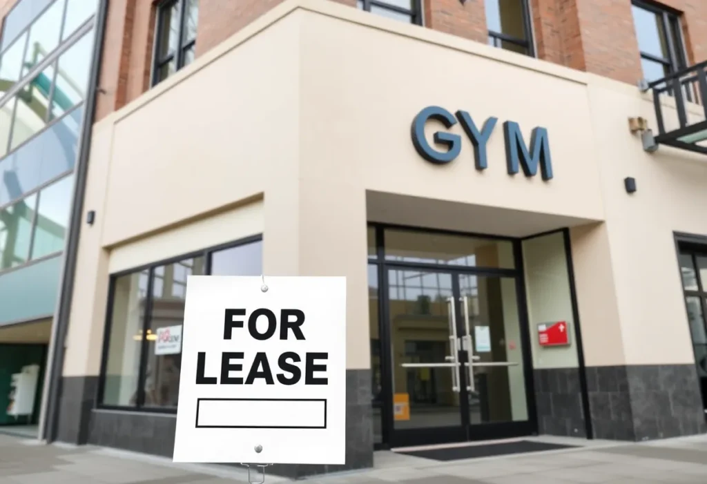 LA Fitness building with a closure sign in Fort Worth