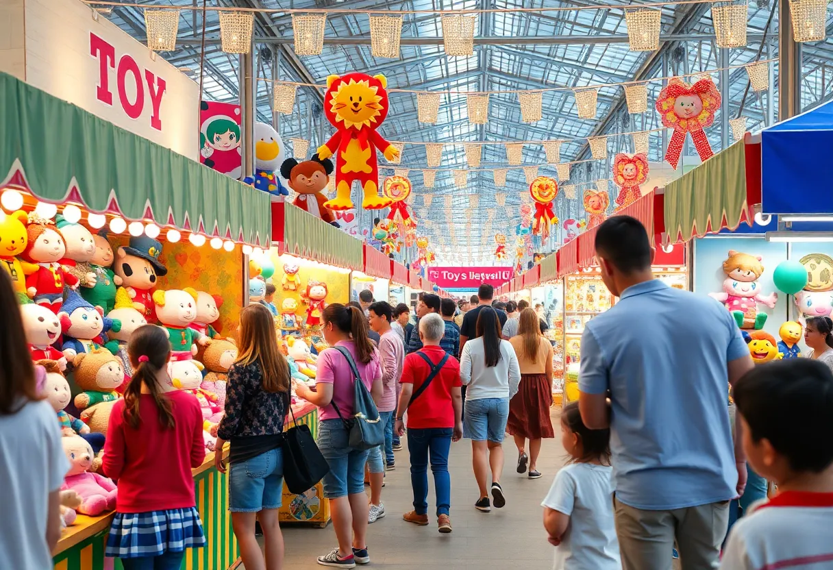 Families and collectors enjoying the Labubu Festival at RedBird Mall in Dallas, selling plush collectibles.