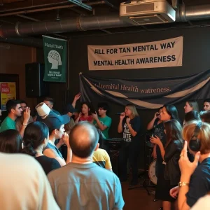 Crowd enjoying the Louder Than Stigma concert promoting mental health awareness.