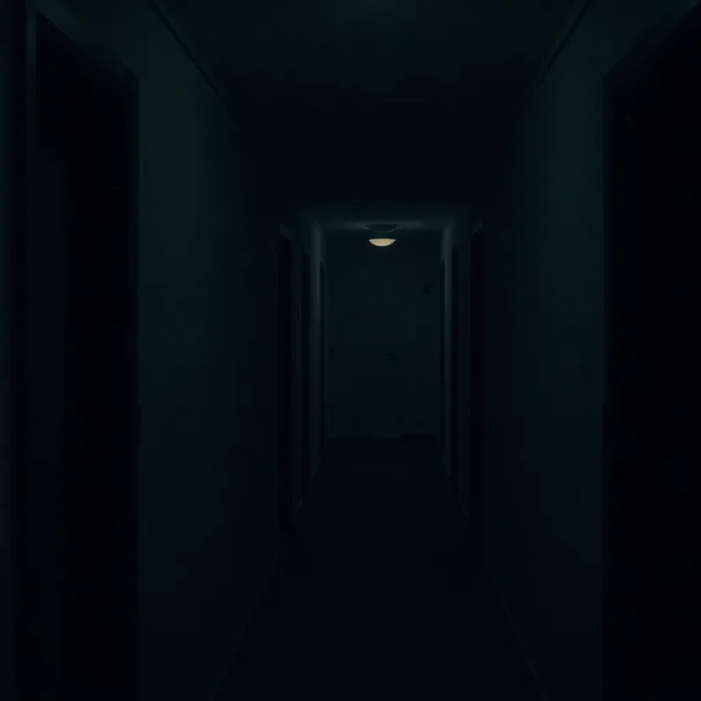 Dimly lit motel corridor symbolizing unsettling events